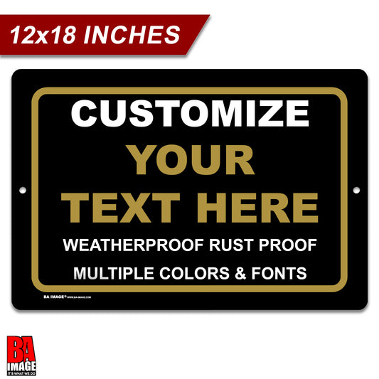 12x18 Black Quick Create Personalized Horizontal Sign