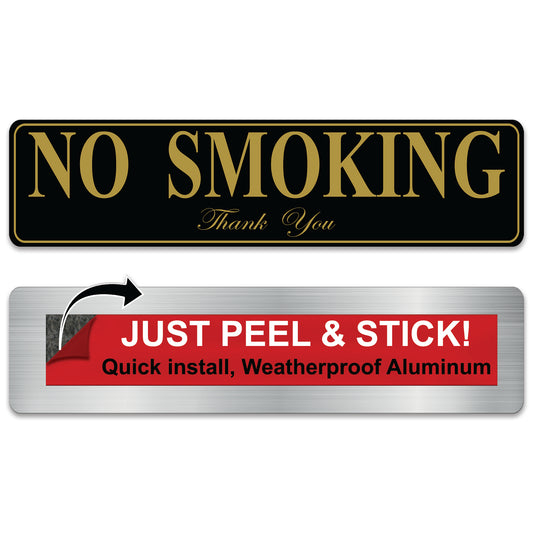 2x8 Self Stick No Smoking Sign, Rust Free Aluminum