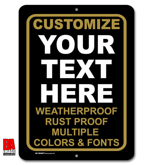 9x12 Black Quick Create Personalized Vertical Sign