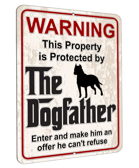 Aluminum Dogfather Sign, Beware of Dog, Do Not Enter, No Trespassing, Yard Sign, Home Décor, American Staffordshire Terrier