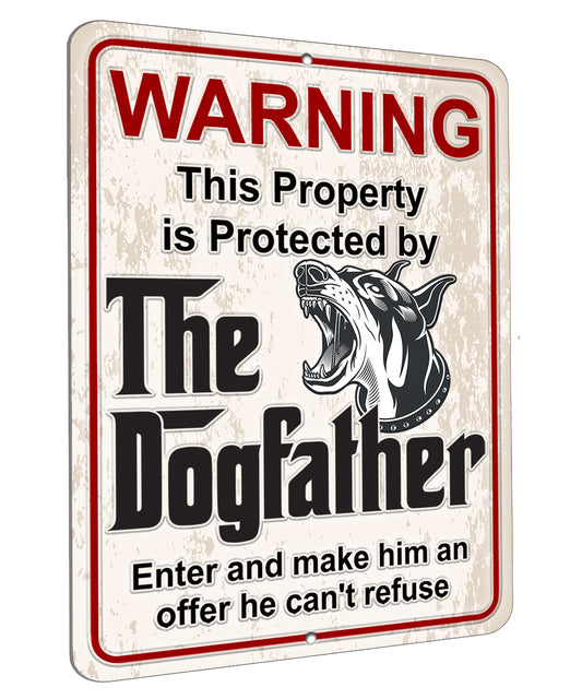 Aluminum Dogfather Sign, Beware of Dog, Do Not Enter, No Trespassing, Yard Sign, Home Décor, Doberman