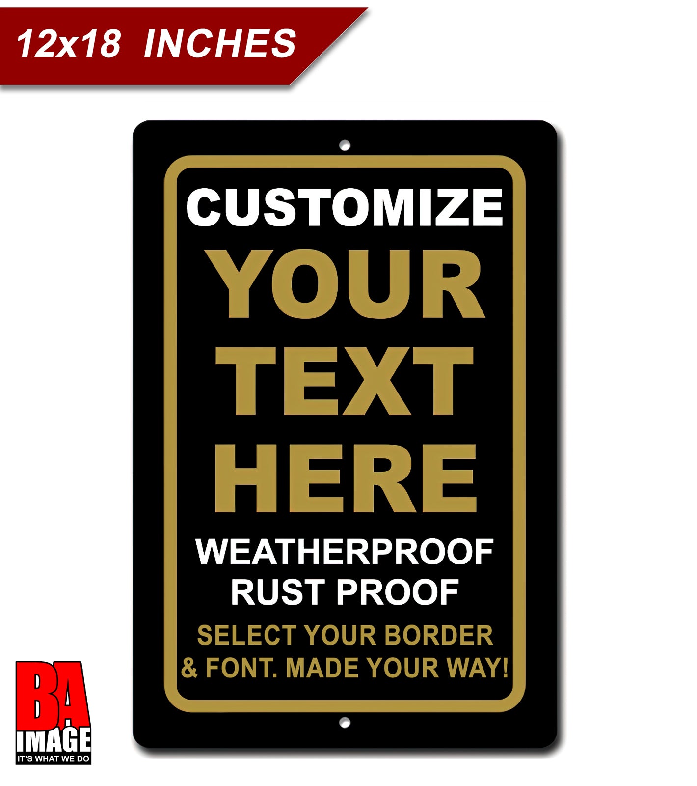 12x18 Black Quick Create Personalized Metal Vertical Sign