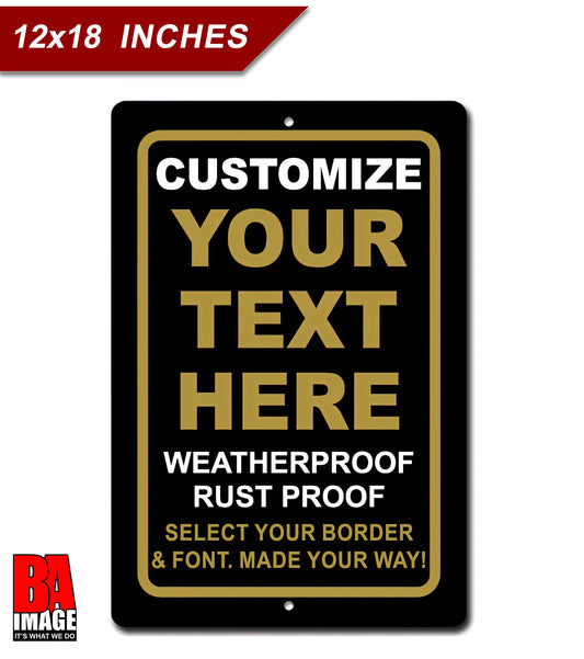 12x18 Black Quick Create Personalized Metal Vertical Sign