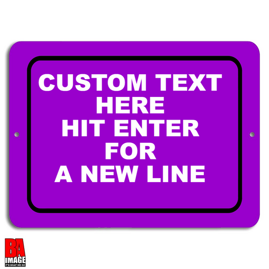 9x12 Purple Quick Create Personalized Horizontal Sign