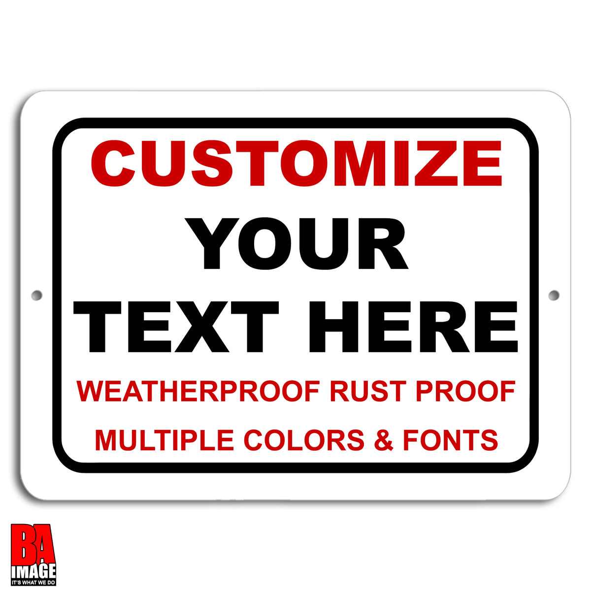 9x12 Personalized Horizontal Sign (Multiple Colors) – BA IMAGE