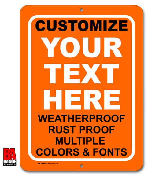 9x12 Orange Quick Create Personalized Vertical Sign