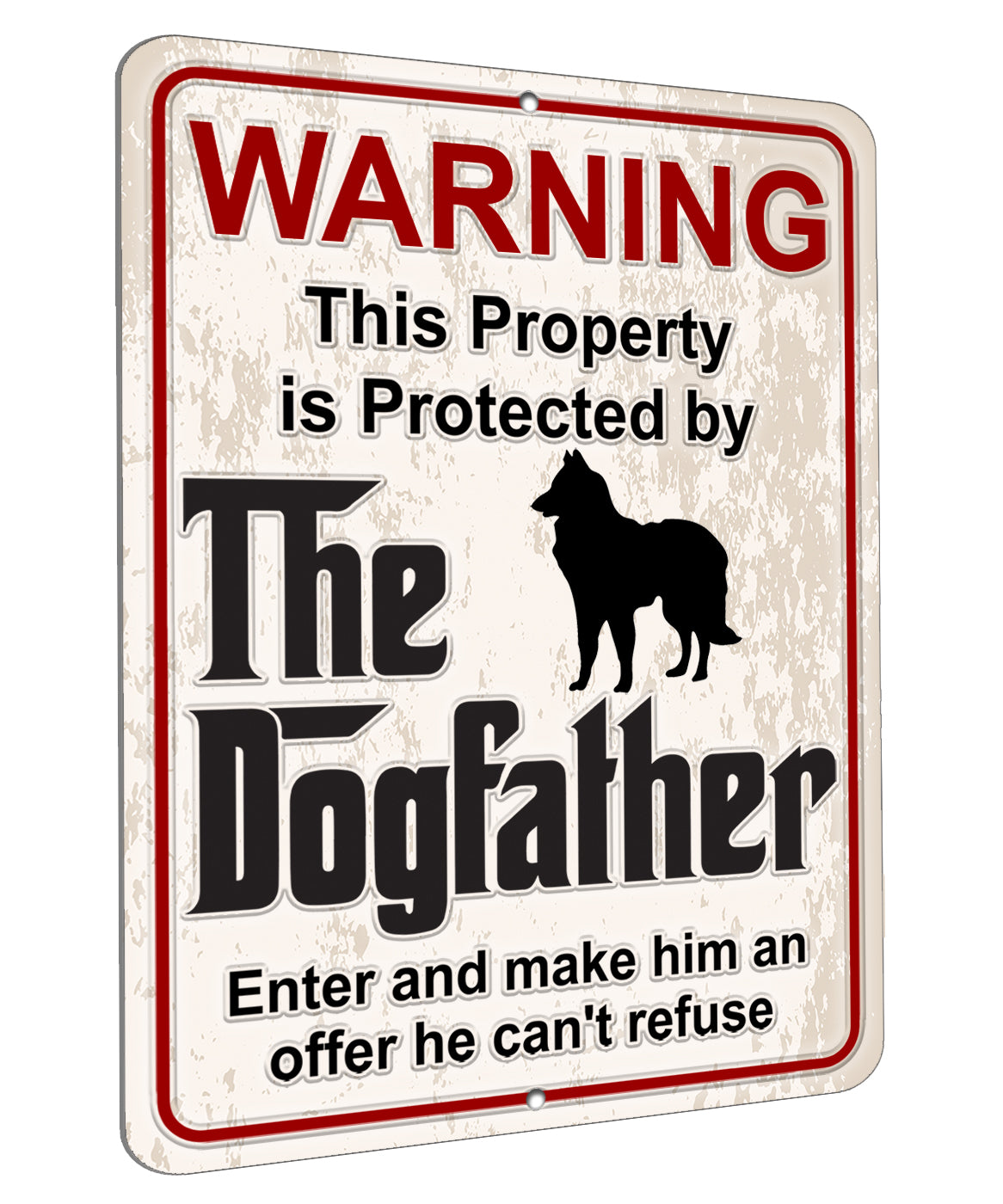 Aluminum Dogfather Sign, Beware of Dog, Do Not Enter, No Trespassing, Yard Sign, Home Décor, Belgian Tervuren