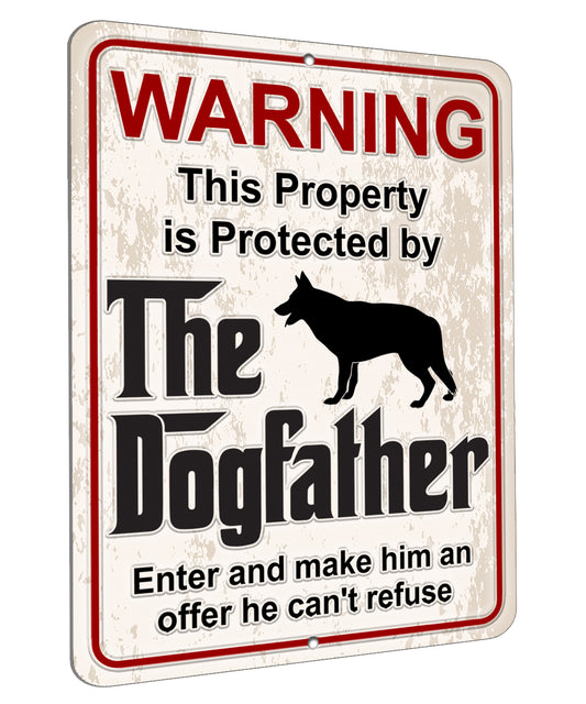 Aluminum Dogfather Sign, Beware of Dog, Do Not Enter, No Trespassing, Yard Sign, Home Décor, German Shepherd