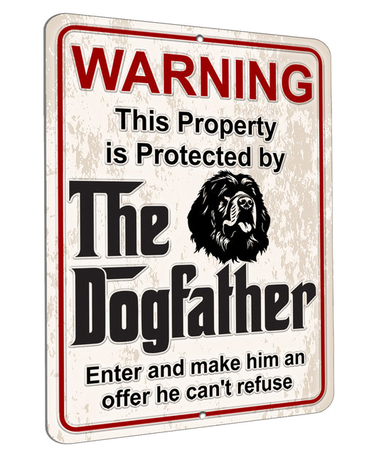 Aluminum Dogfather Sign, Beware of Dog, Do Not Enter, No Trespassing, Yard Sign, Home Décor, Newfoundland