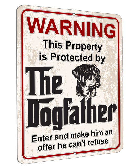 Aluminum Dogfather Sign, Beware of Dog, Do Not Enter, No Trespassing, Yard Sign, Home Décor, Rottweiler